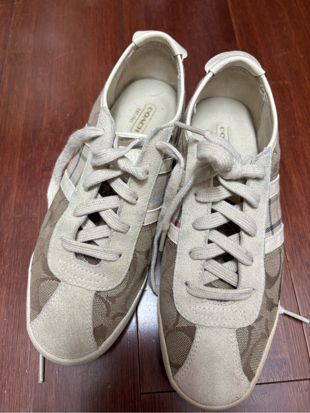 Coach Paxton Beige Canvas & Suede Low-Top Sneakers